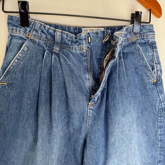 Free People We The Free Equinox Pleat Front Denim Extra Wide Leg Trouser Size 27 - Picture 4 of 10
